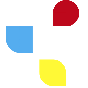 Background graphic "3-shapes" in Twitter blue, Pinterest red, and Snapchat yellow