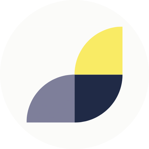 Website icon for "CRM" or "love" in navy, light blue, and yellow