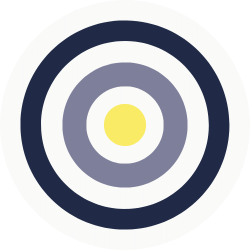 Website icon for "email" or "target" in navy, light blue, and yellow