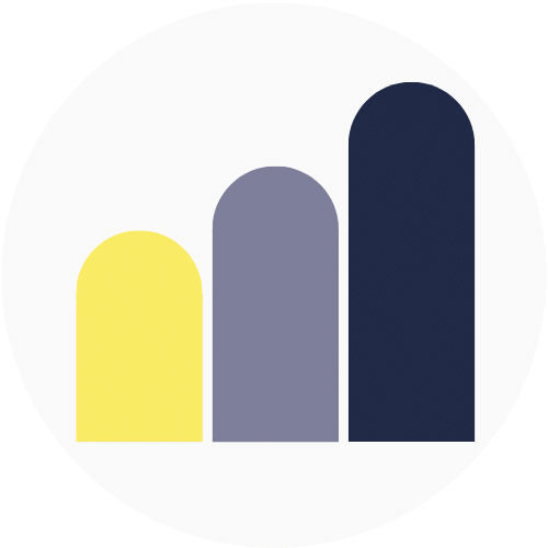 Website icon for "growth" or "Social Media" in navy, light blue, and yellow